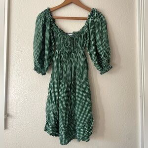 Faithfull the Brand Green Gingham Mini Dress